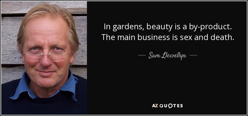 In gardens, beauty is a by-product. The main business is sex and death. - Sam Llewellyn