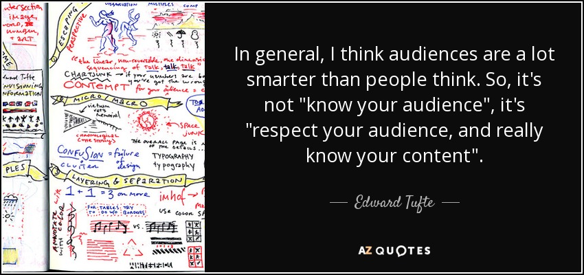In general, I think audiences are a lot smarter than people think. So, it's not 