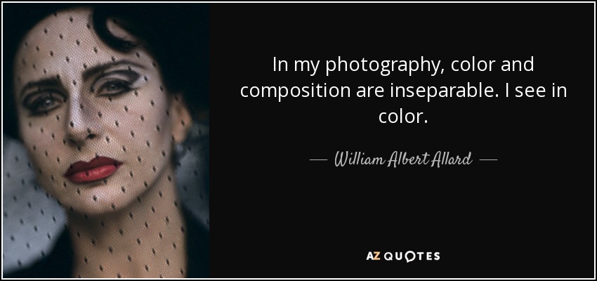 In my photography, color and composition are inseparable. I see in color. - William Albert Allard