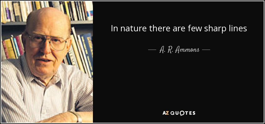 In nature there are few sharp lines - A. R. Ammons