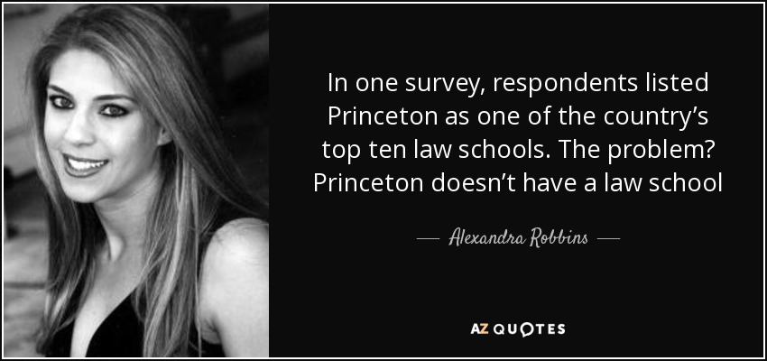 In one survey, respondents listed Princeton as one of the country’s top ten law schools. The problem? Princeton doesn’t have a law school - Alexandra Robbins
