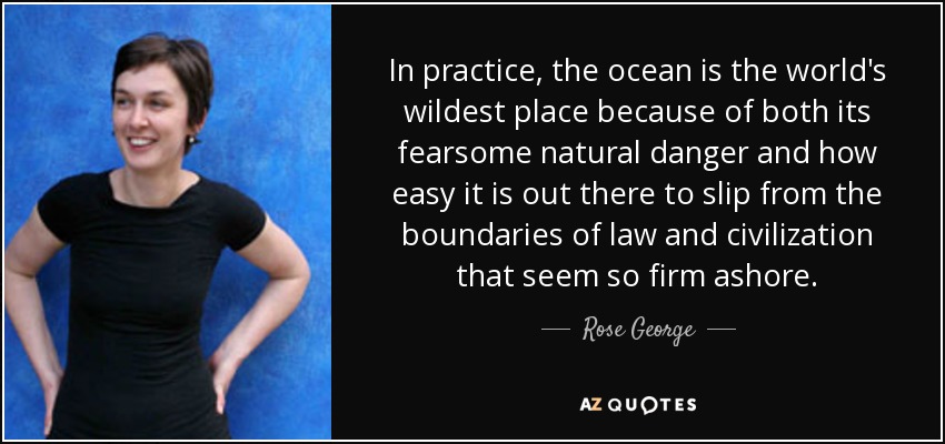 In practice, the ocean is the world's wildest place because of both its fearsome natural danger and how easy it is out there to slip from the boundaries of law and civilization that seem so firm ashore. - Rose George