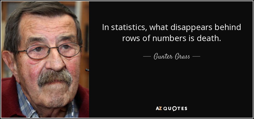 In statistics, what disappears behind rows of numbers is death. - Gunter Grass