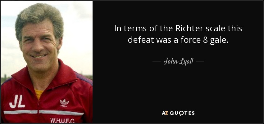 In terms of the Richter scale this defeat was a force 8 gale. - John Lyall