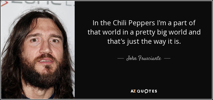 In the Chili Peppers I'm a part of that world in a pretty big world and that's just the way it is. - John Frusciante
