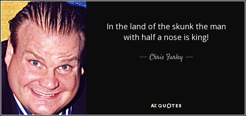 In the land of the skunk the man with half a nose is king! - Chris Farley