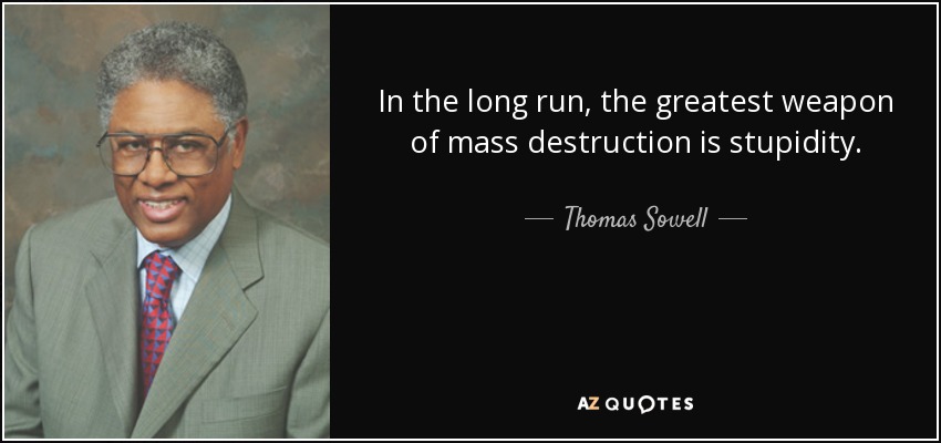In the long run, the greatest weapon of mass destruction is stupidity. - Thomas Sowell