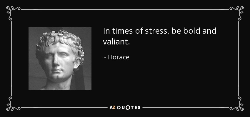 In times of stress, be bold and valiant. - Horace