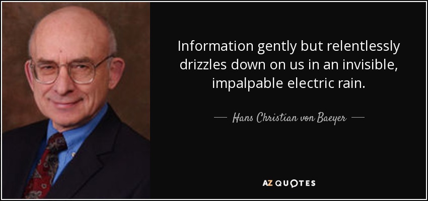 Information gently but relentlessly drizzles down on us in an invisible, impalpable electric rain. - Hans Christian von Baeyer