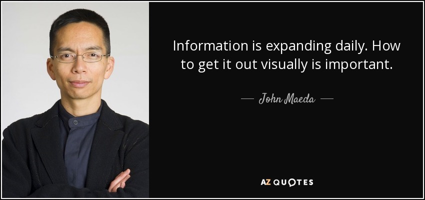 Information is expanding daily. How to get it out visually is important. - John Maeda