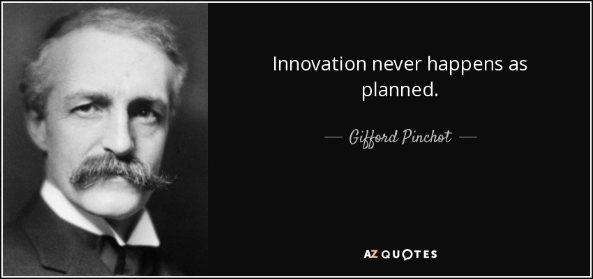 Innovation never happens as planned. - Gifford Pinchot