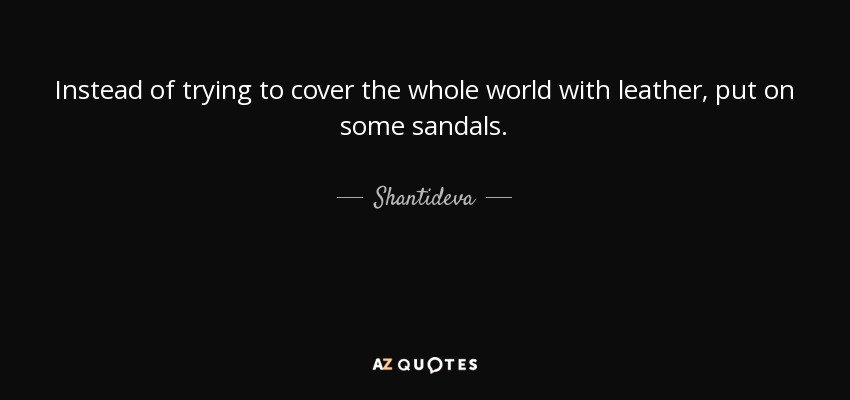 Instead of trying to cover the whole world with leather, put on some sandals. - Shantideva