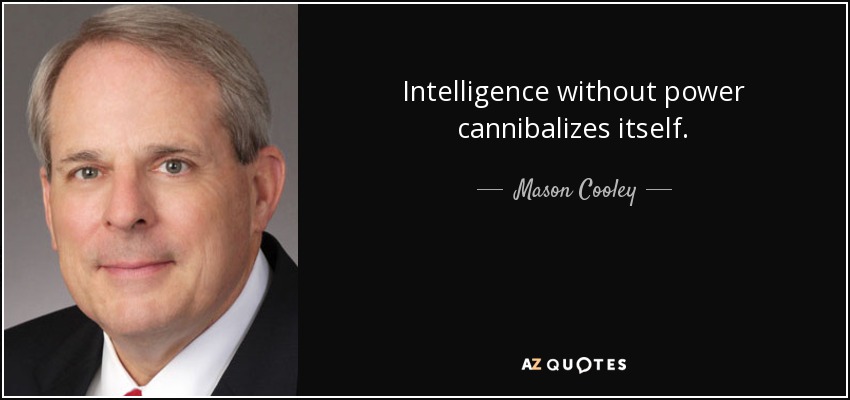 Intelligence without power cannibalizes itself. - Mason Cooley