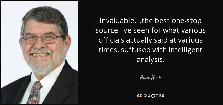 Invaluable....the best one-stop source I've seen for what various officials actually said at various times, suffused with intelligent analysis. - Alan Bock