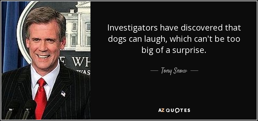 Investigators have discovered that dogs can laugh, which can't be too big of a surprise. - Tony Snow