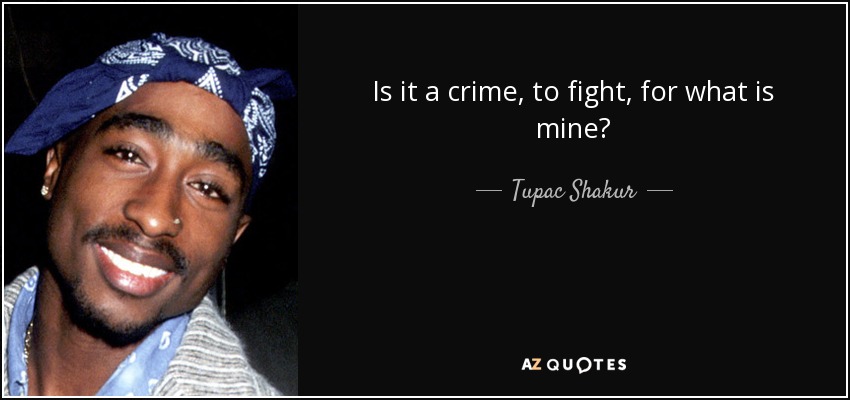 Is it a crime, to fight, for what is mine? - Tupac Shakur