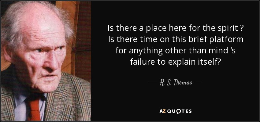 Is there a place here for the spirit ? Is there time on this brief platform for anything other than mind 's failure to explain itself? - R. S. Thomas
