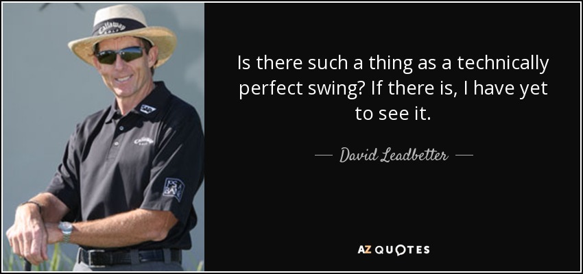 Is there such a thing as a technically perfect swing? If there is, I have yet to see it. - David Leadbetter