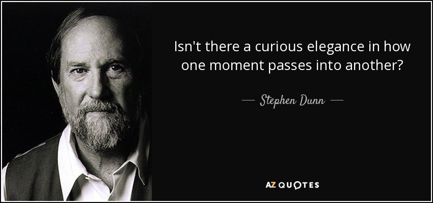 Isn't there a curious elegance in how one moment passes into another? - Stephen Dunn