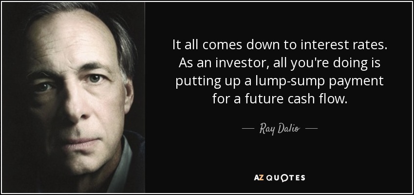It all comes down to interest rates. As an investor, all you're doing is putting up a lump-sump payment for a future cash flow. - Ray Dalio
