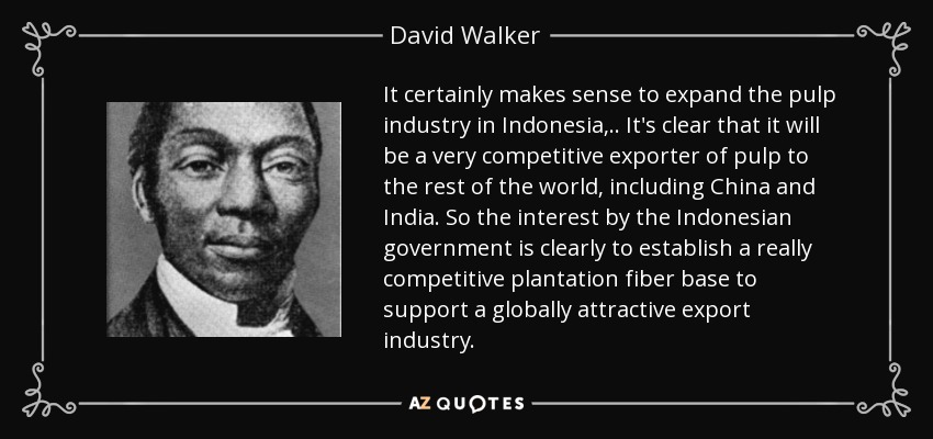It certainly makes sense to expand the pulp industry in Indonesia, .. It's clear that it will be a very competitive exporter of pulp to the rest of the world, including China and India. So the interest by the Indonesian government is clearly to establish a really competitive plantation fiber base to support a globally attractive export industry. - David Walker