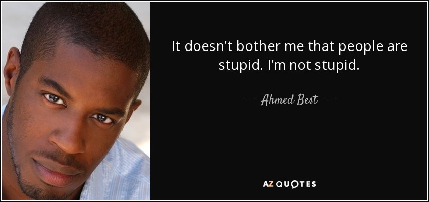 It doesn't bother me that people are stupid. I'm not stupid. - Ahmed Best