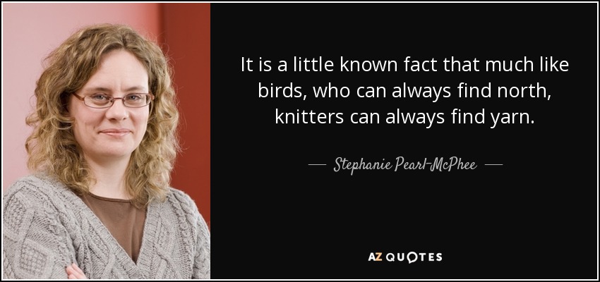 It is a little known fact that much like birds, who can always find north, knitters can always find yarn. - Stephanie Pearl-McPhee