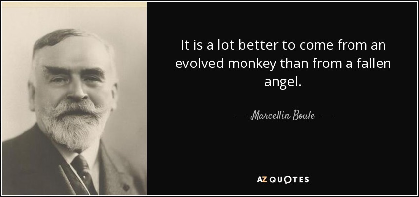 It is a lot better to come from an evolved monkey than from a fallen angel. - Marcellin Boule