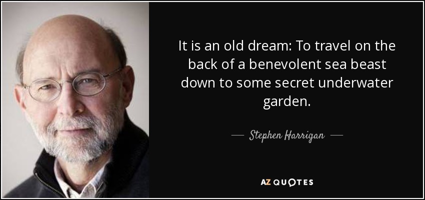 It is an old dream: To travel on the back of a benevolent sea beast down to some secret underwater garden. - Stephen Harrigan