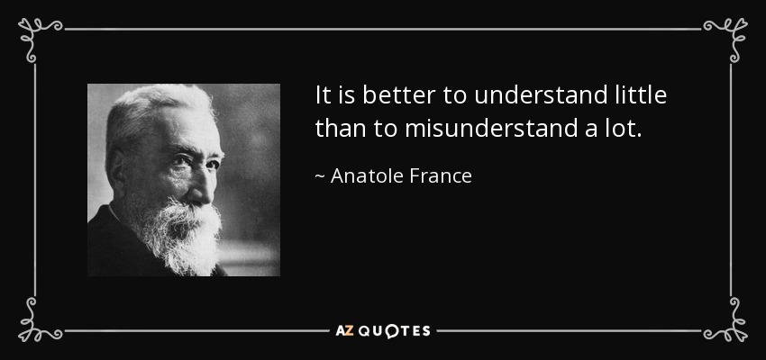 It is better to understand little than to misunderstand a lot. - Anatole France