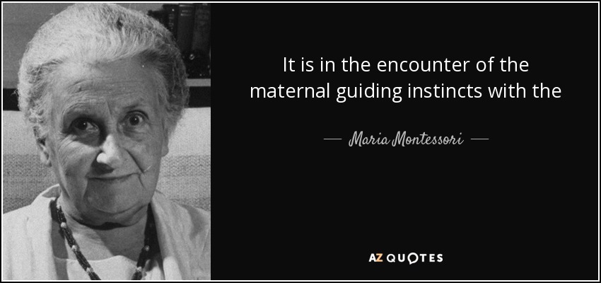 It is in the encounter of the maternal guiding instincts with the sensitive periods of the newly born that conscious love develops between parent and child. - Maria Montessori