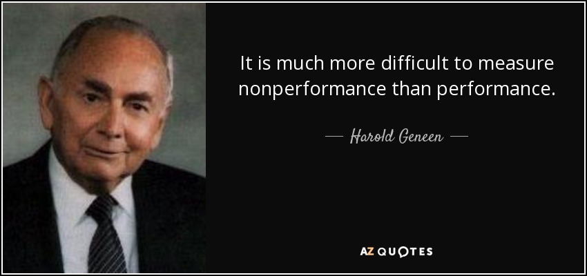 It is much more difficult to measure nonperformance than performance. - Harold Geneen