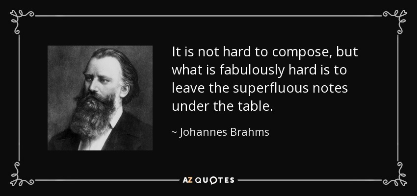 It is not hard to compose, but what is fabulously hard is to leave the superfluous notes under the table. - Johannes Brahms