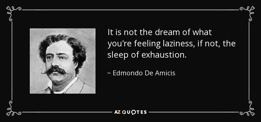 It is not the dream of what you're feeling laziness, if not, the sleep of exhaustion. - Edmondo De Amicis