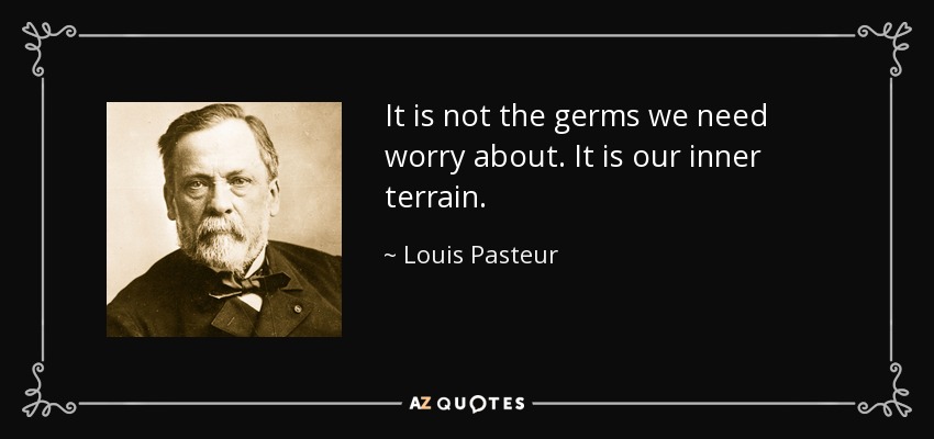 It is not the germs we need worry about. It is our inner terrain. - Louis Pasteur