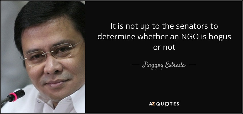 It is not up to the senators to determine whether an NGO is bogus or not - Jinggoy Estrada