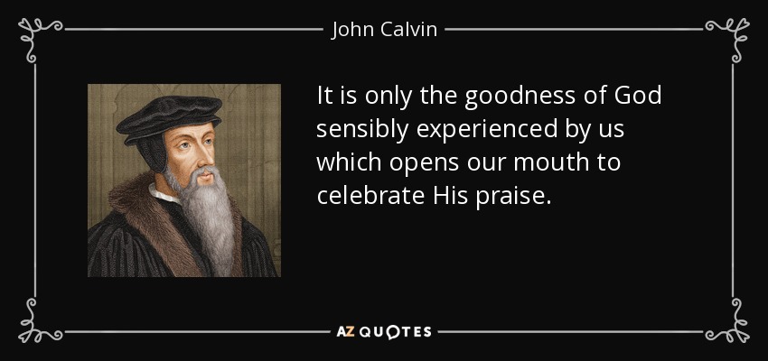 It is only the goodness of God sensibly experienced by us which opens our mouth to celebrate His praise. - John Calvin