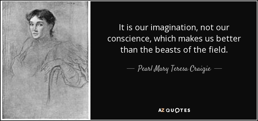 It is our imagination, not our conscience, which makes us better than the beasts of the field. - Pearl Mary Teresa Craigie