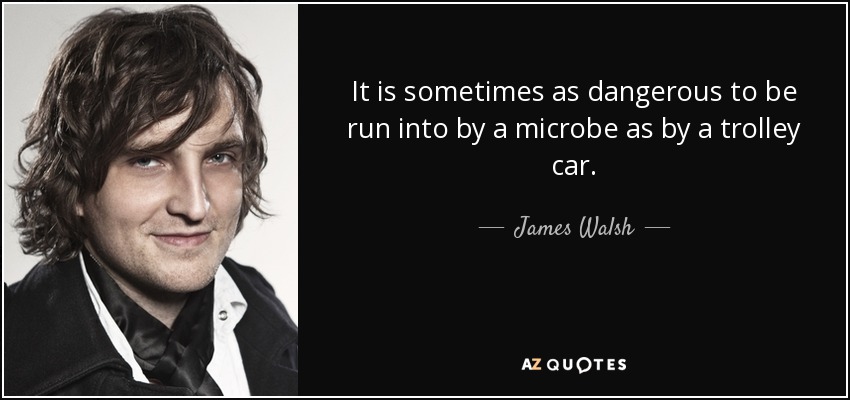 It is sometimes as dangerous to be run into by a microbe as by a trolley car. - James Walsh