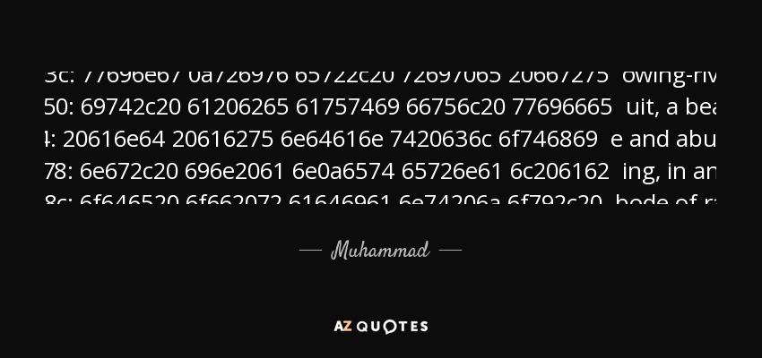 It is sparkling light, aromatic plants, a lofty palace, a flowing river, ripe fruit, a beautiful wife and abundant clothing, in an eternal abode of radiant joy, in beautiful soundly-constructed high houses. - Muhammad