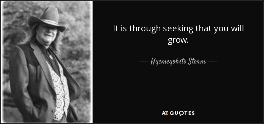 It is through seeking that you will grow. - Hyemeyohsts Storm