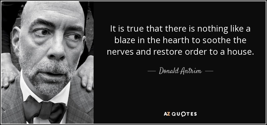 It is true that there is nothing like a blaze in the hearth to soothe the nerves and restore order to a house. - Donald Antrim