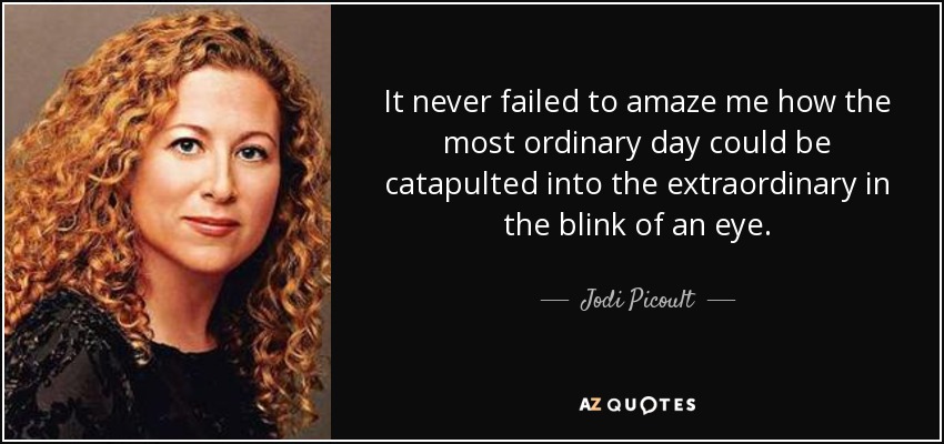 It never failed to amaze me how the most ordinary day could be catapulted into the extraordinary in the blink of an eye. - Jodi Picoult