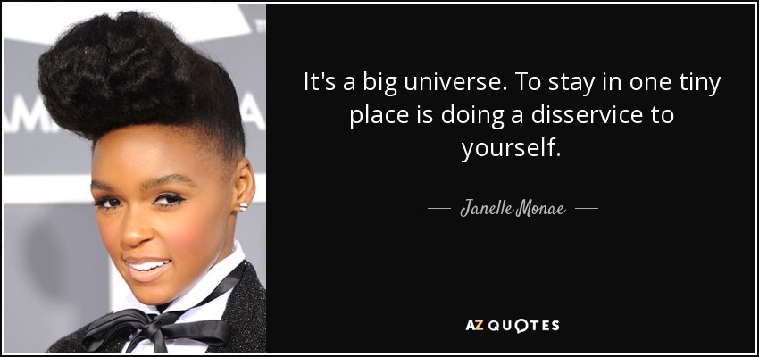 It's a big universe. To stay in one tiny place is doing a disservice to yourself. - Janelle Monae