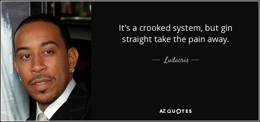 It's a crooked system, but gin straight take the pain away. - Ludacris