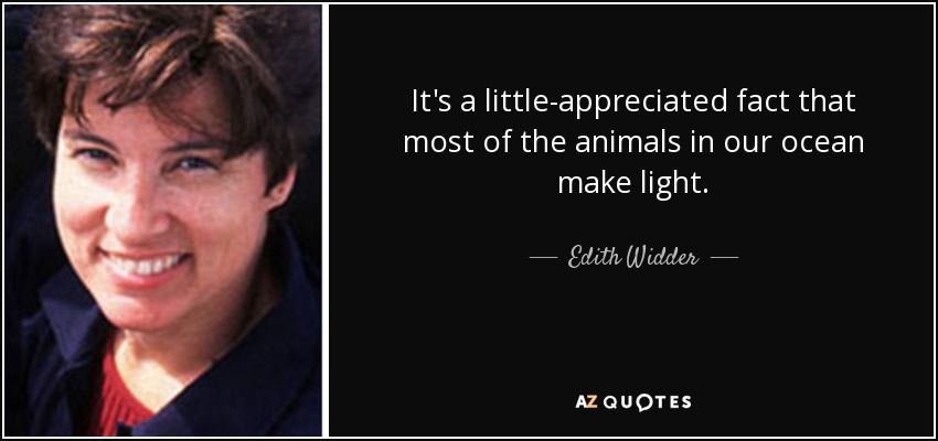 It's a little-appreciated fact that most of the animals in our ocean make light. - Edith Widder