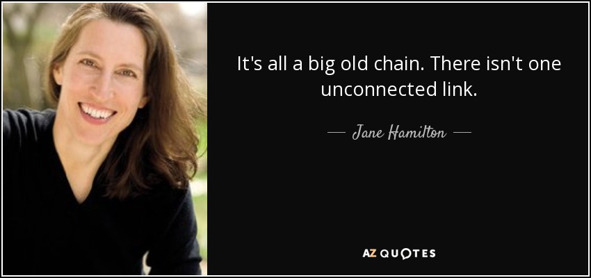 It's all a big old chain. There isn't one unconnected link. - Jane Hamilton