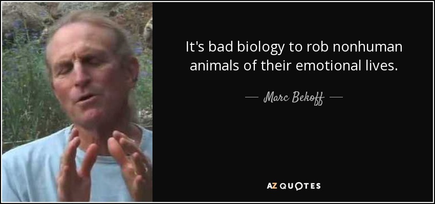 It's bad biology to rob nonhuman animals of their emotional lives. - Marc Bekoff