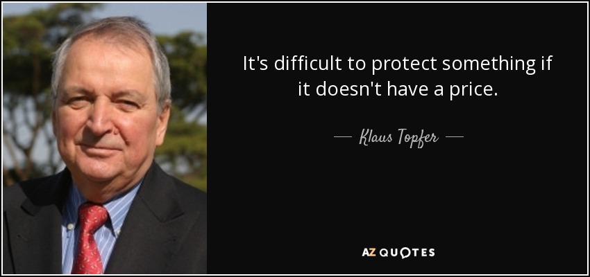 It's difficult to protect something if it doesn't have a price. - Klaus Topfer