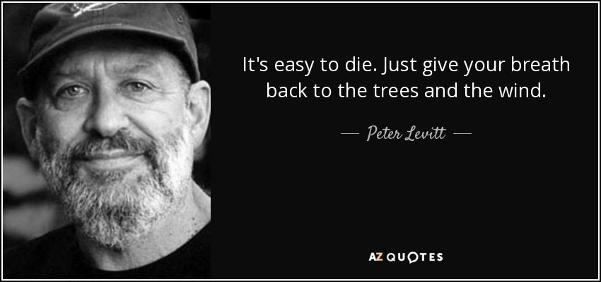 It's easy to die. Just give your breath back to the trees and the wind. - Peter Levitt